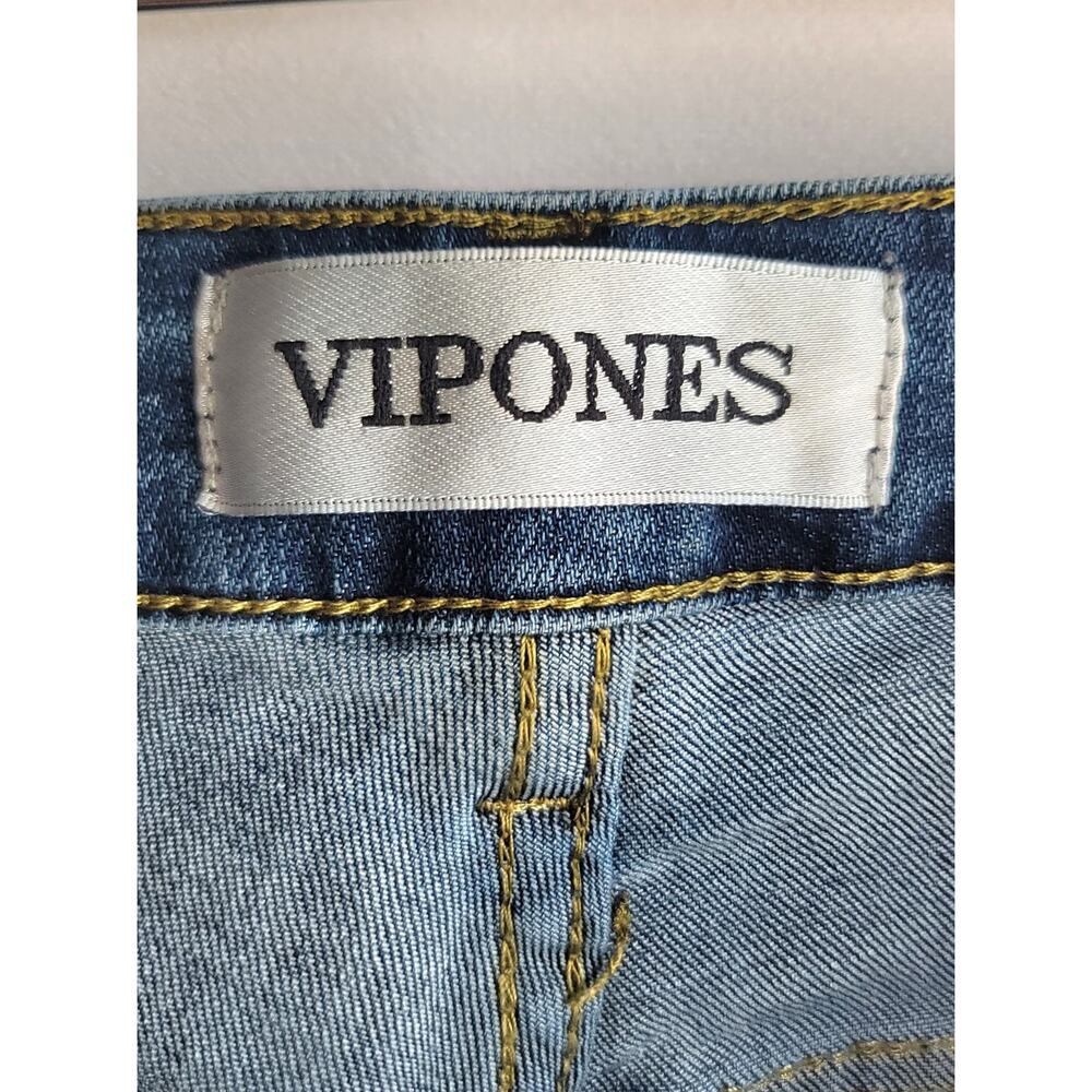 Vintage Style Distressed Vipones Flare Bell Bottoms Denim Jeans Women's Size 6 - Picture 6 of 14